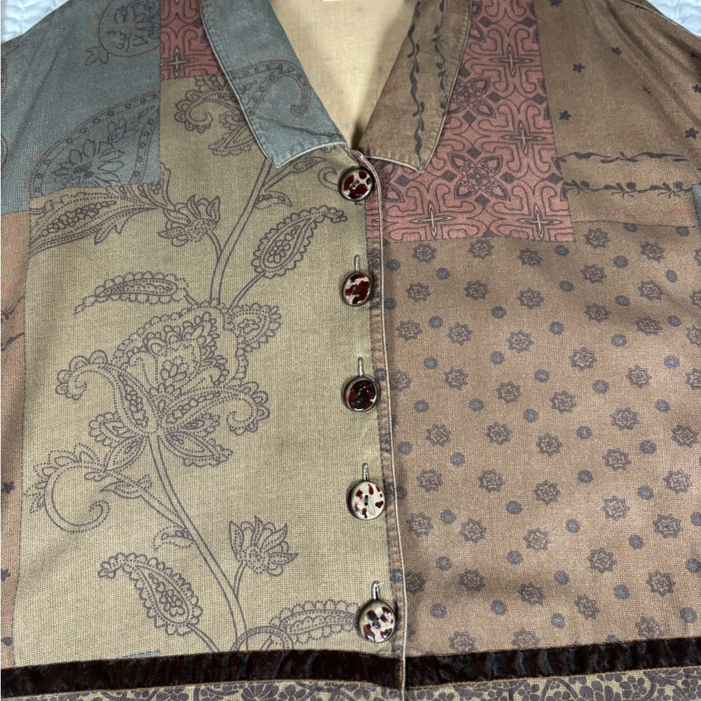 Coldwater Creek Patchwork Rayon Jacket Size L Art… - image 9